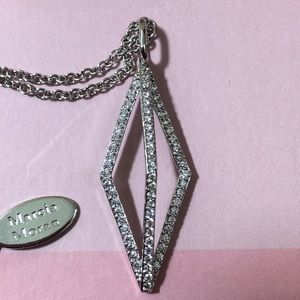 Marcia Moran Silver Crystal Triangular Necklace